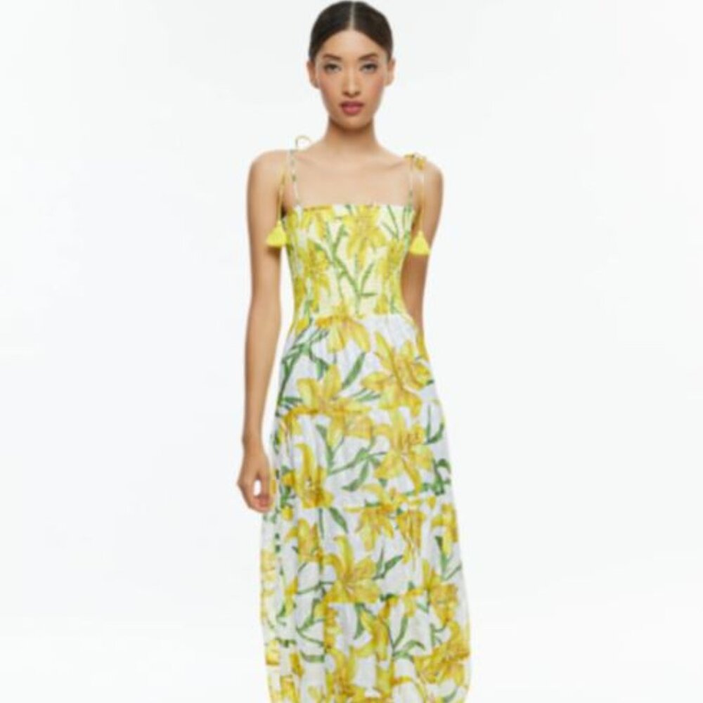 MARNA TIERED MIDI TIE STRAP DRESS